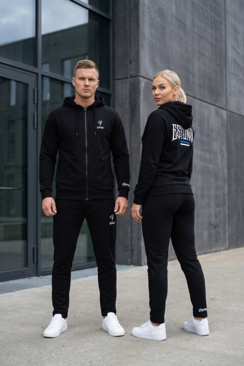 "LOKO 4.0" -SLIM-COLLEGEHOUSUT, MUSTA