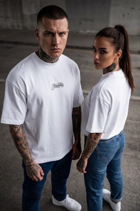 “SCRIPT” Boxy T-Shirt – Black Embroidery (2 Colors)